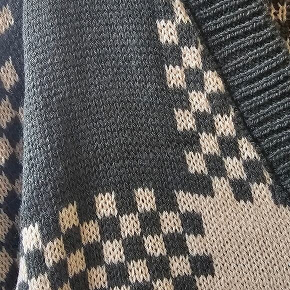 XXL Cropped Checkered Cardigan Y2K Revival Oversized Retro Aesthetic Cozy NWT - Picture 6 of 11